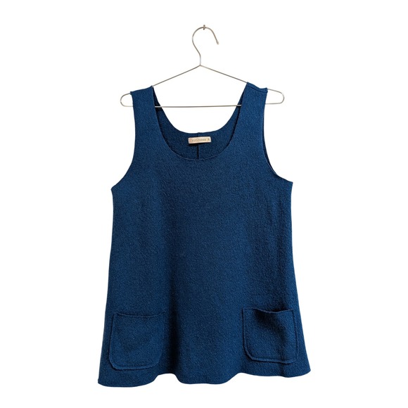 cut loose Tops - Cut‎ Loose Boiled Wool Sleeveless Tunic  Lagenlook Layering Art to Wear Teal M